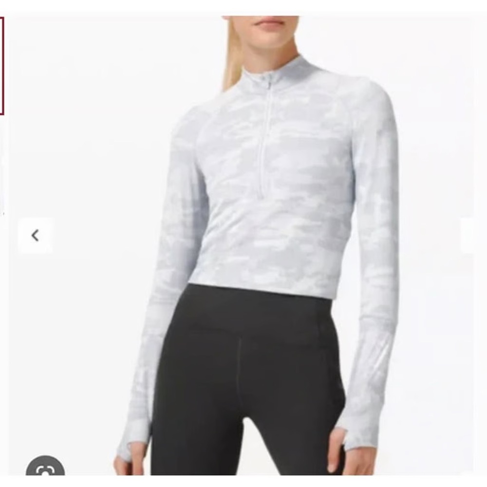 Lululemon Pace Pursuit Long Sleeve Incognito White Snow Camo Top